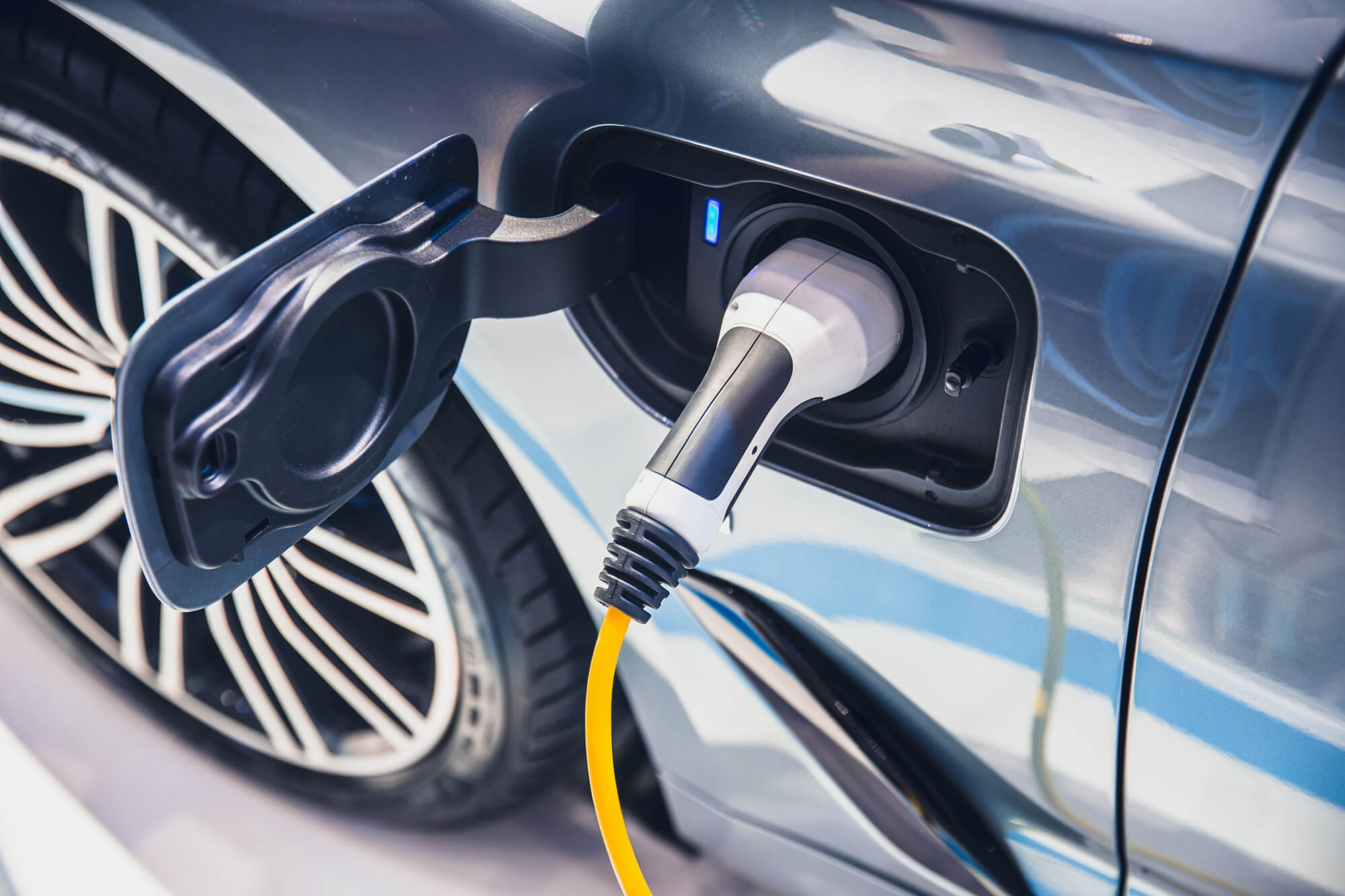 EV charger plugged into an electric car